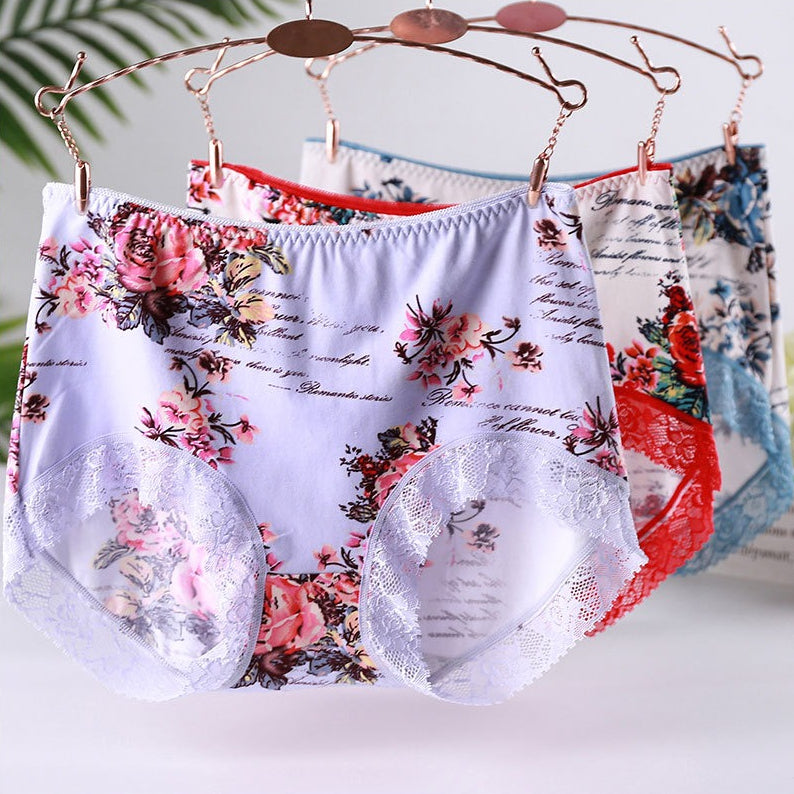 QS Luxury Printed Lace Panties (4 Packs)