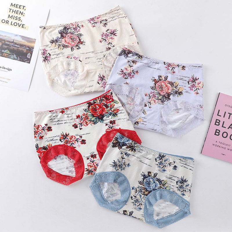 QS Luxury Printed Lace Panties (4 Packs)