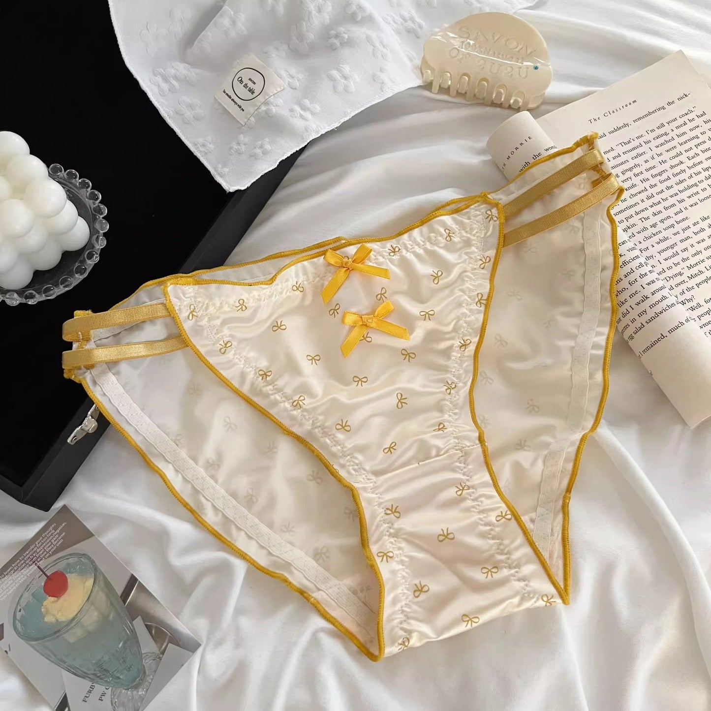 QS Satin Bow Cutout Briefs (4 Packs)