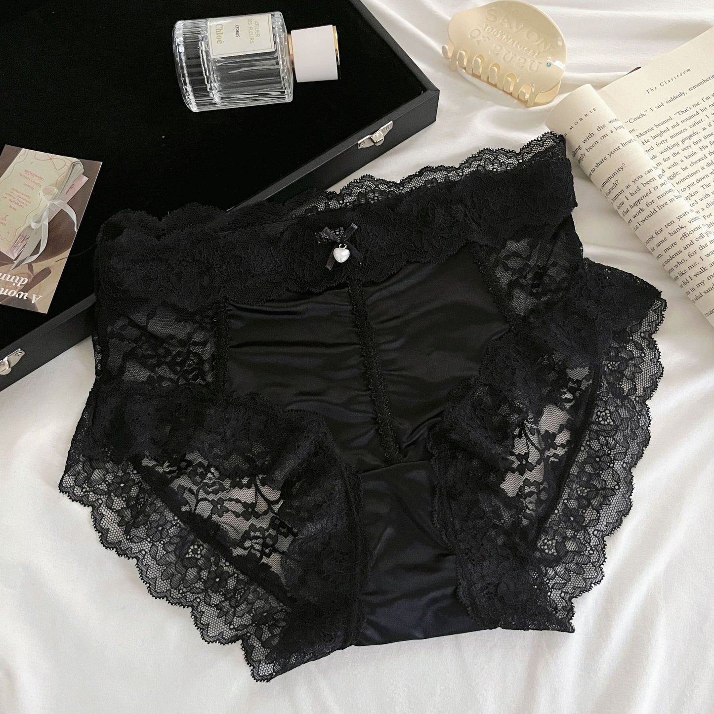 QS Elegant Satin Lace Briefs (4 Packs)