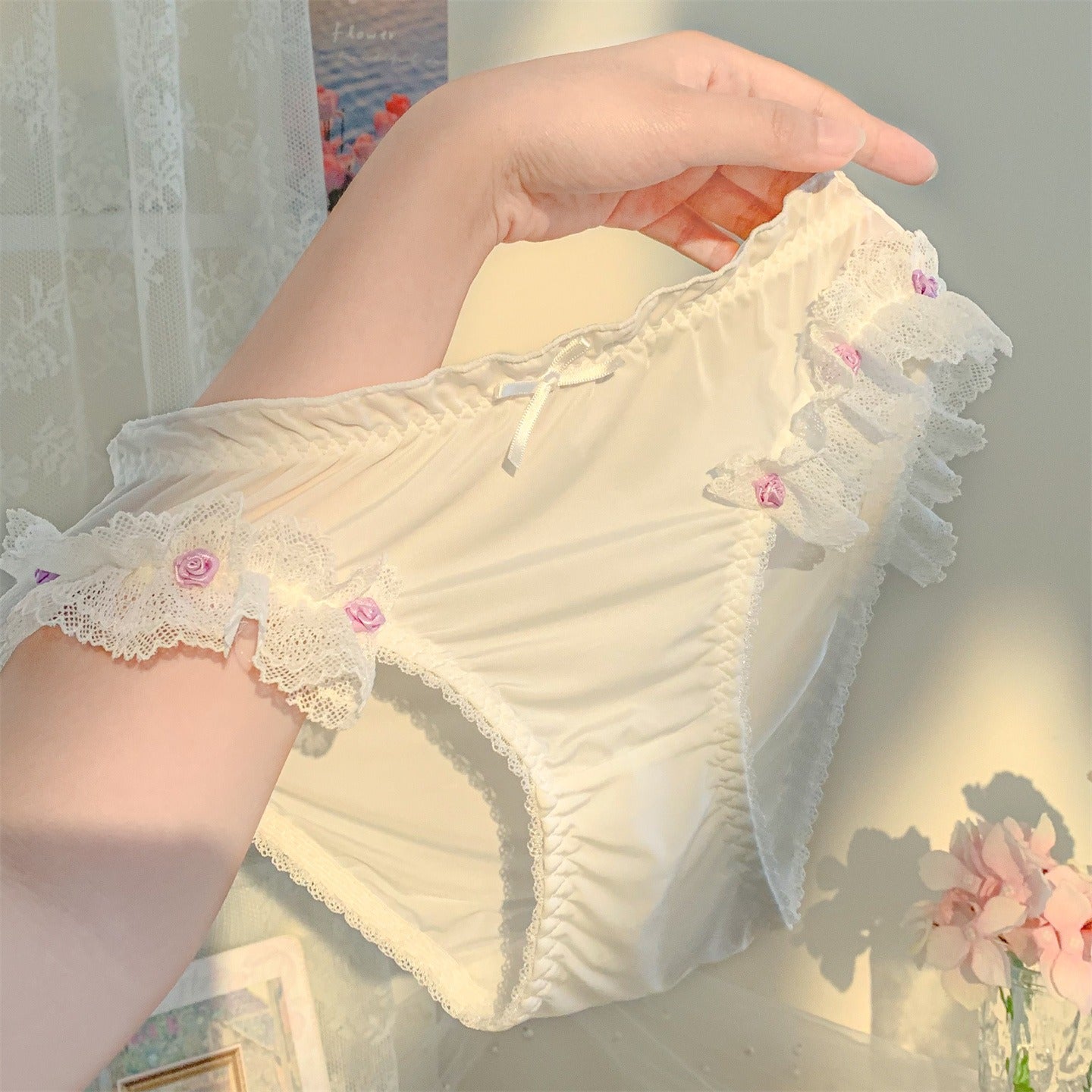 QS Rose Lace Trim Briefs (4 Packs)