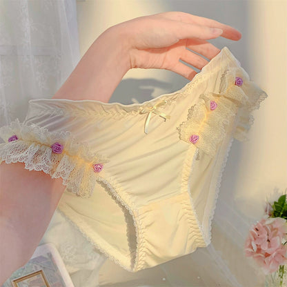 QS Rose Lace Trim Briefs
