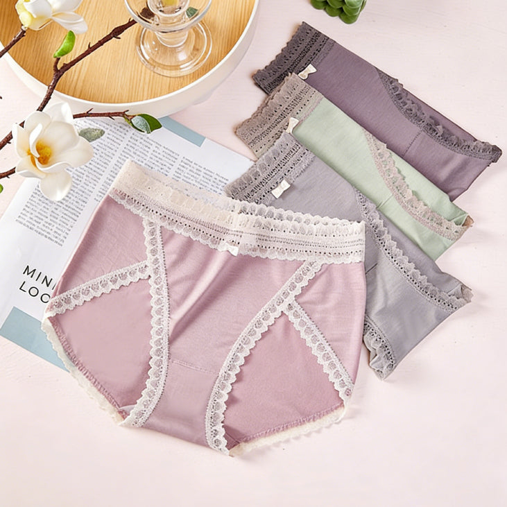QS High-slit Lace Trim Panties (4 Packs)