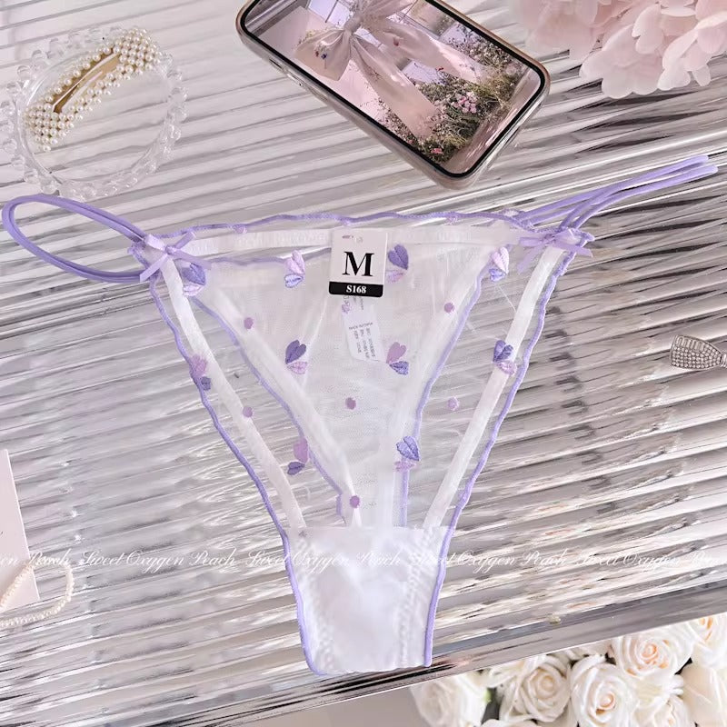 QS Sexy Embroidered Thin Strap Thong (4 Packs)