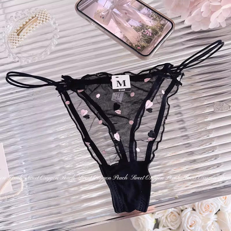 QS Sexy Embroidered Thin Strap Thong (4 Packs)