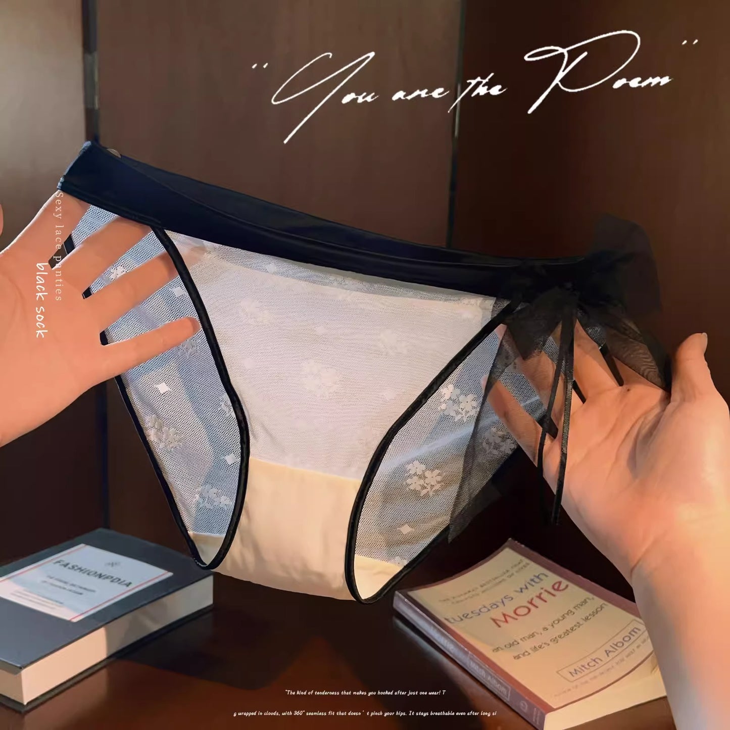 QS Bow Mesh Satin Panties (4 Packs)