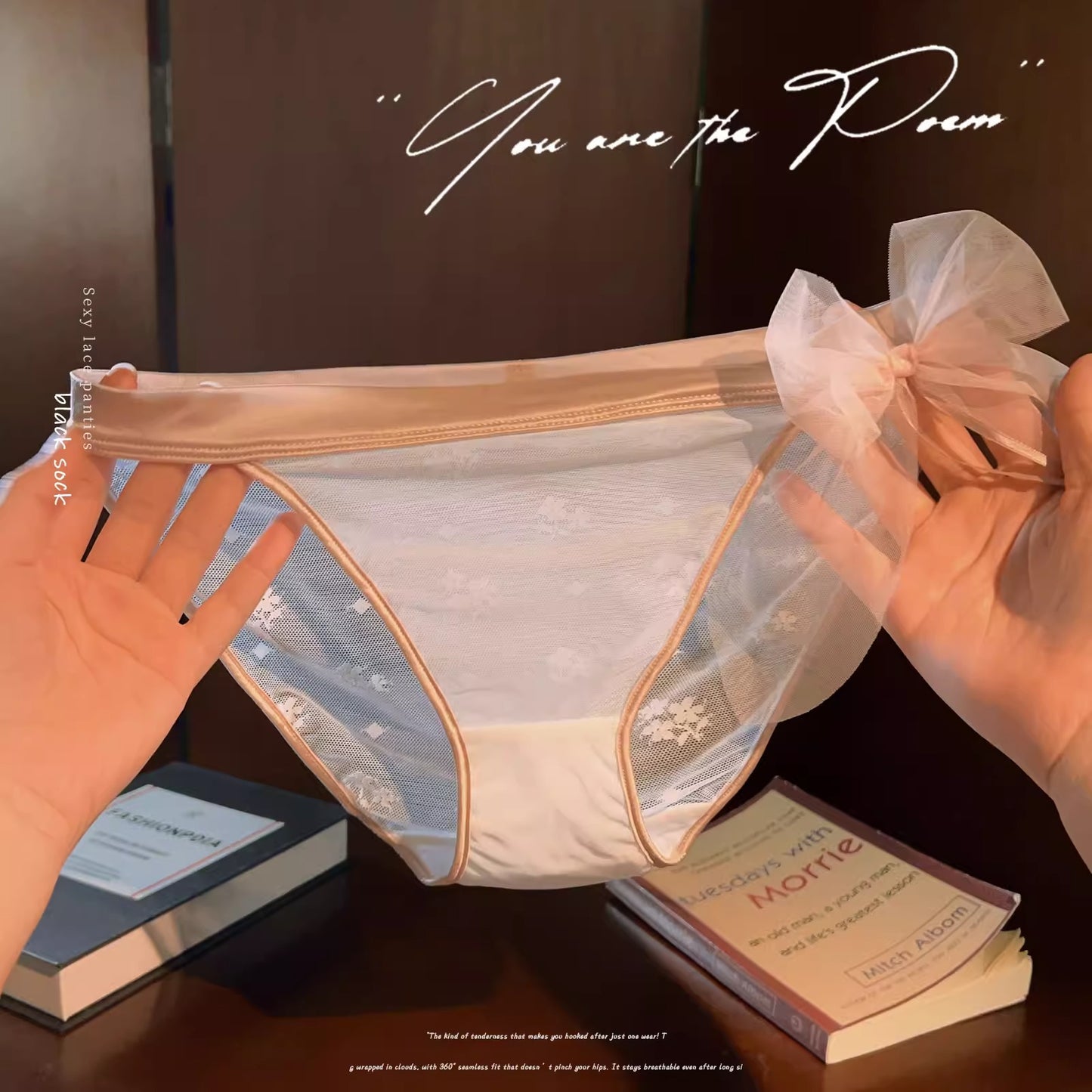 QS Bow Mesh Satin Panties (4 Packs)