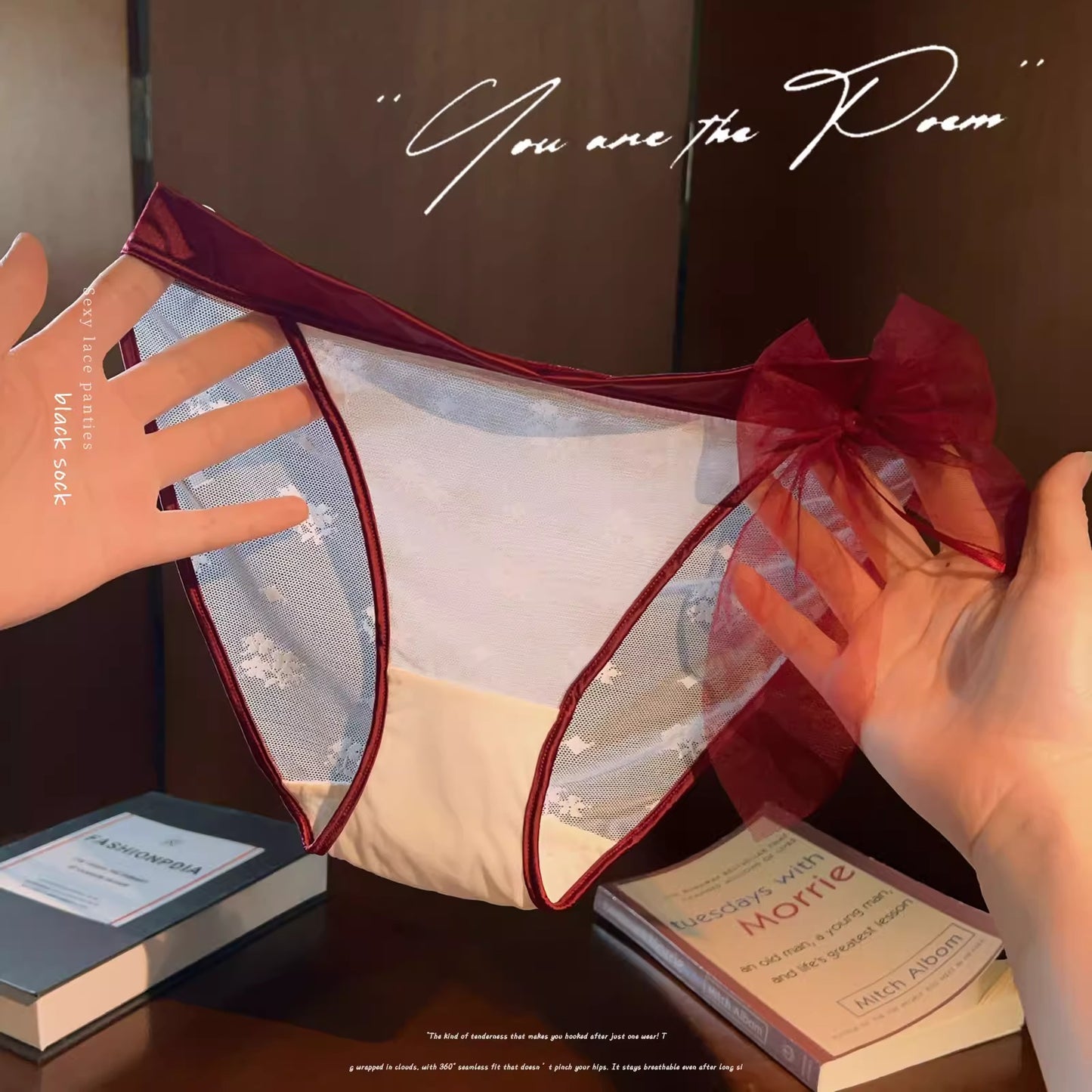 QS Bow Mesh Satin Panties (4 Packs)