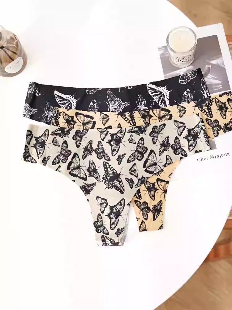 QS Butterfly Print Sport Seamless Thong (4 Packs)