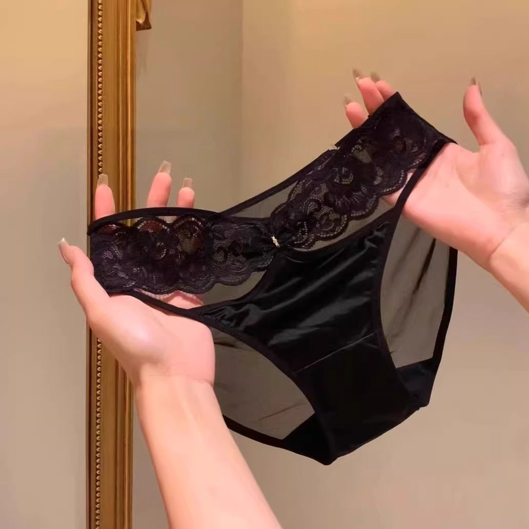 QS Sexy Lace Satin Briefs (4 Packs)