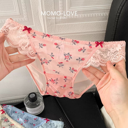 QS Sweet Floral Print Lace Briefs