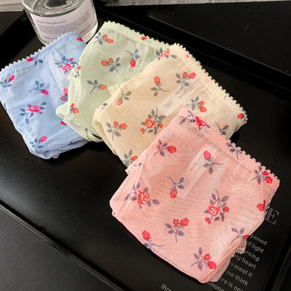 QS Sweet Floral Print Lace Briefs