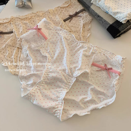 QS Sweet Double Bow Polka Dot Briefs (4 Packs)