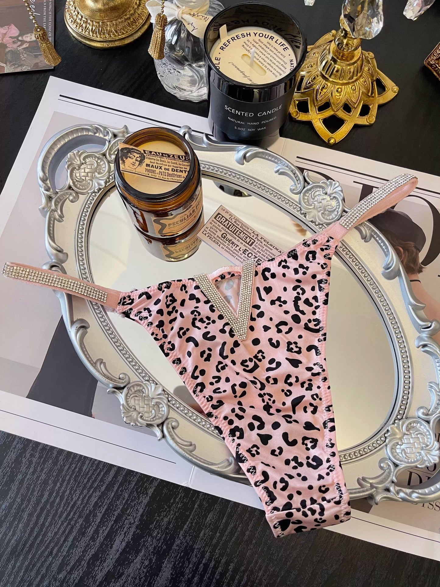 QS Rhinestone Sexy Satin Briefs