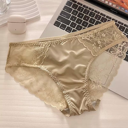 QS Luxury Sexy Lace Satin Panties