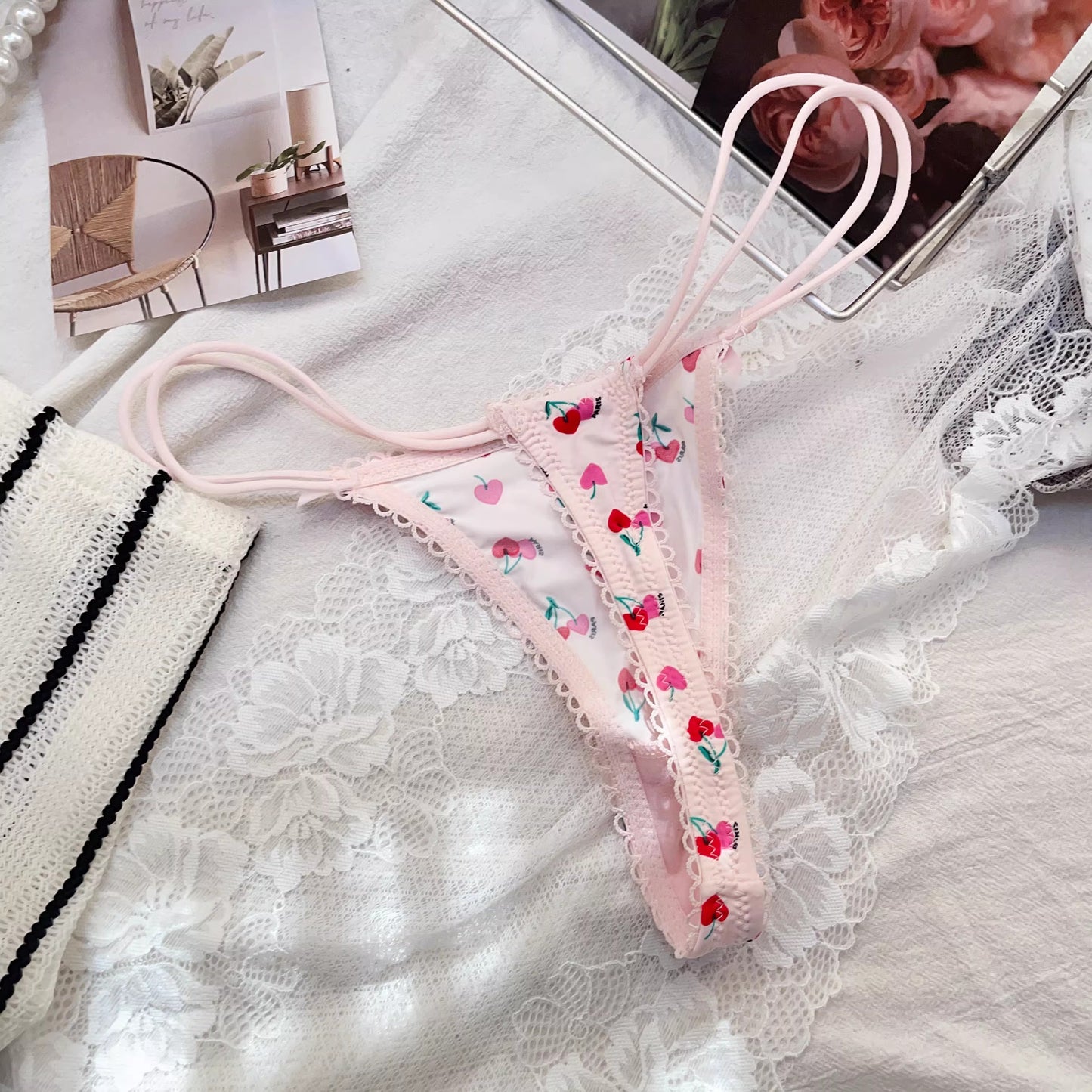 QS Cherry Print Satin Briefs (4 Packs)