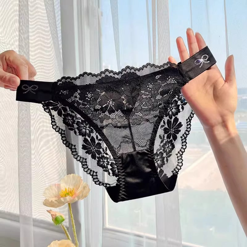 QS Bow Rhinestone Luxury Lace Panties