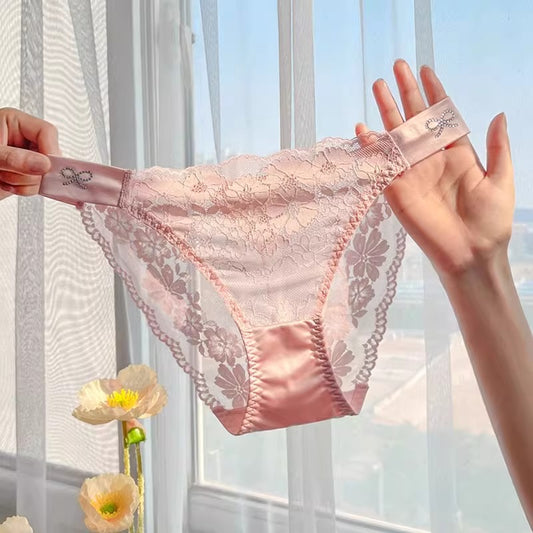 QS Bow Rhinestone Luxury Lace Panties (4 Packs)
