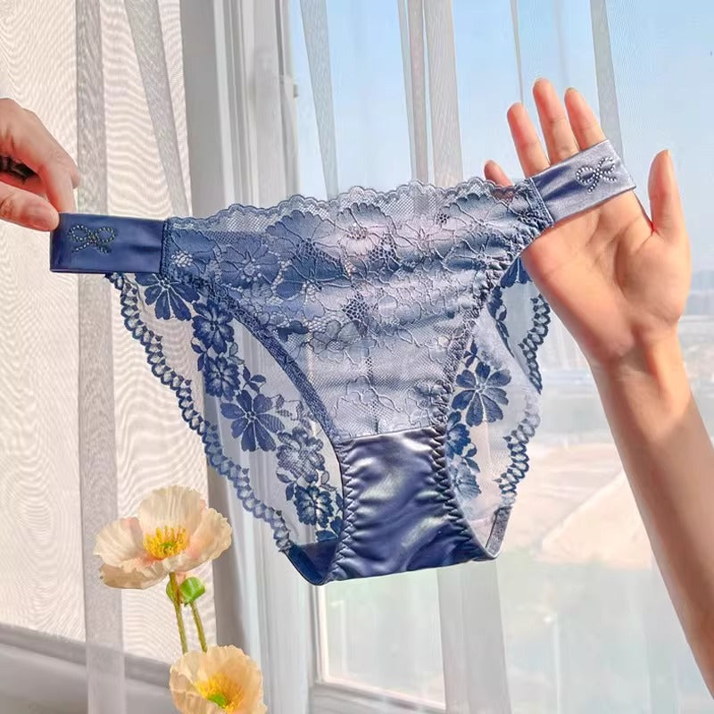 QS Bow Rhinestone Luxury Lace Panties