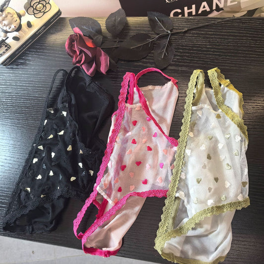 QS Heart-Embroidered Lace Briefs (4 Packs)