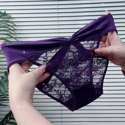 QS Sexy Bow-tie Satin Lace Briefs (4 Packs)