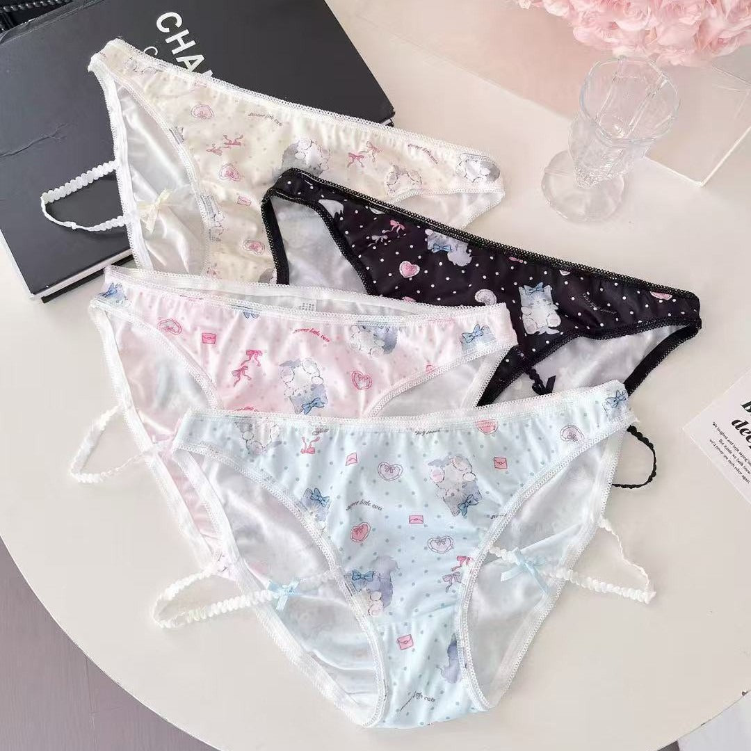 QS Cat Print Strap Satin Briefs