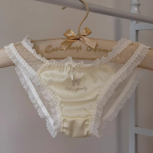 QS French-style Bow Embroidery Satin Panties (4 Packs)