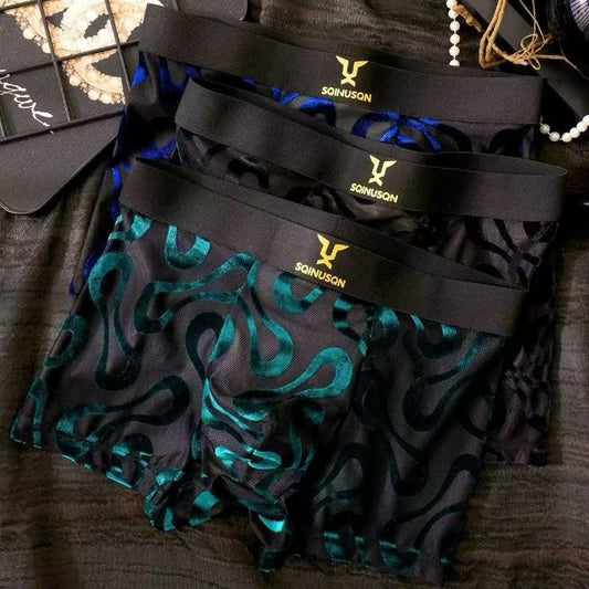 XK Men's velvet 3D printed underwear