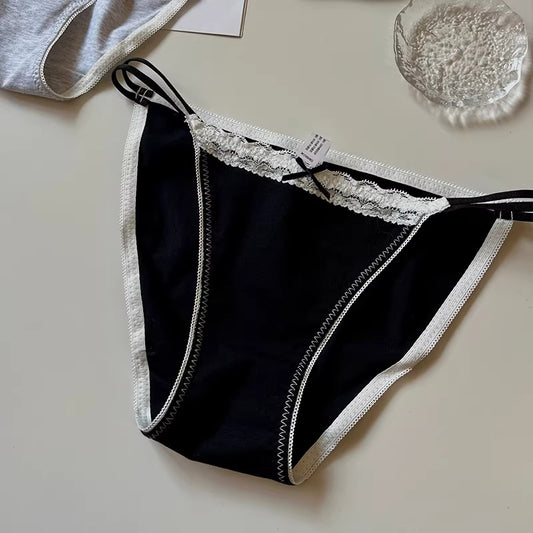 QS High-slit Lace Trim Sexy Briefs (4 Packs)