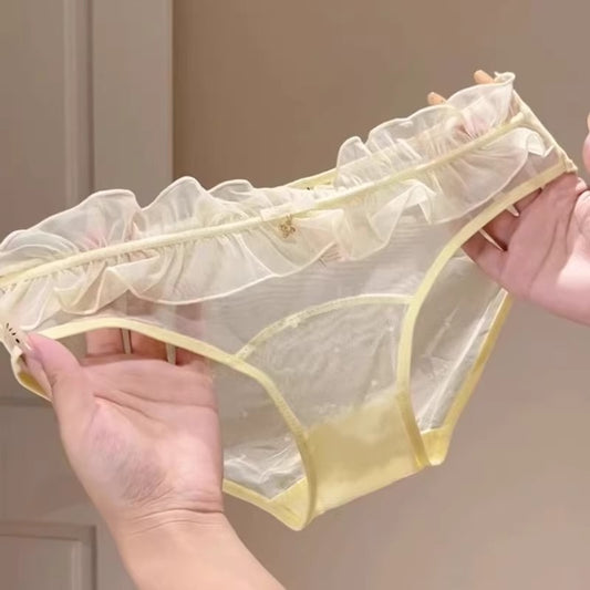 QS Semi-transparent Lace Trim Briefs (4 Packs)