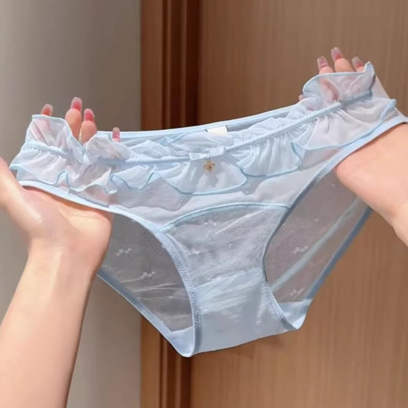 QS Semi-transparent Lace Trim Briefs (4 Packs)