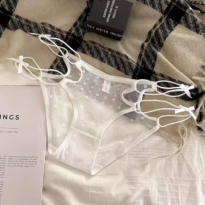 QS Openwork Bow Strap Lace Panties (4 Packs)