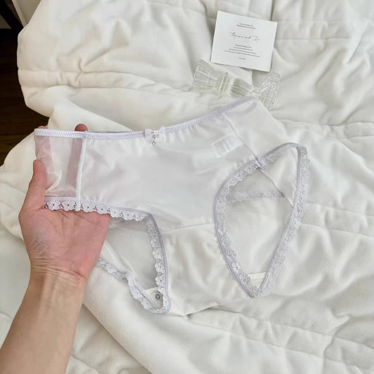 QS Satin Cross Lace Trim Briefs (4 Packs)