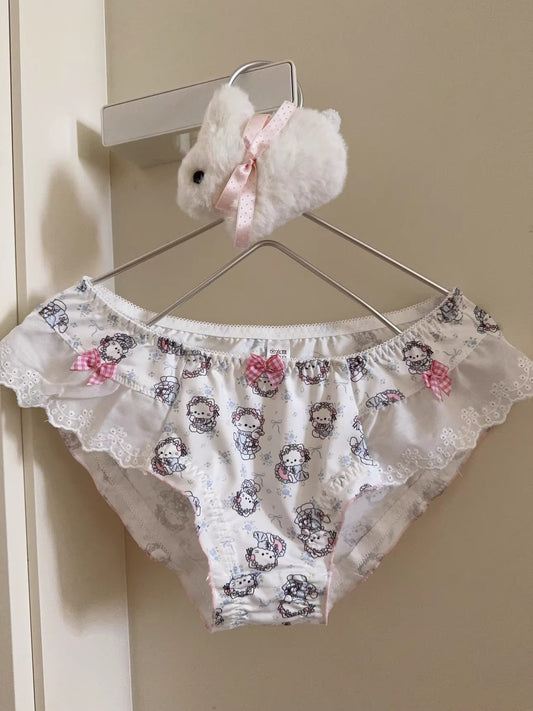 QS Cat Print Ruffled Panties (4 Packs)