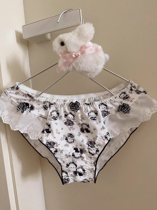 QS Cat Print Ruffled Panties (4 Packs)