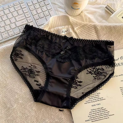 QS Floral Lace Satin Briefs