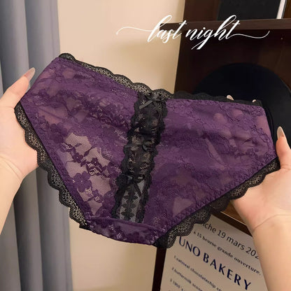 QS Sexy Bow-tie Openwork Lace Briefs