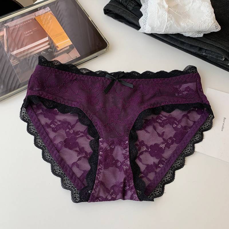 QS Sexy Bow-tie Openwork Lace Briefs