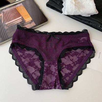 QS Sexy Bow-tie Openwork Lace Briefs