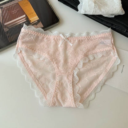 QS Sexy Bow-tie Openwork Lace Briefs