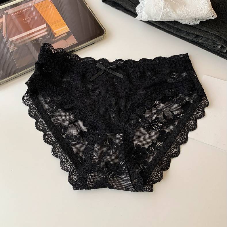 QS Sexy Bow-tie Openwork Lace Briefs