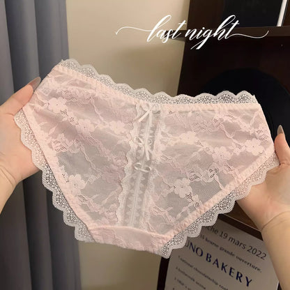 QS Sexy Bow-tie Openwork Lace Briefs