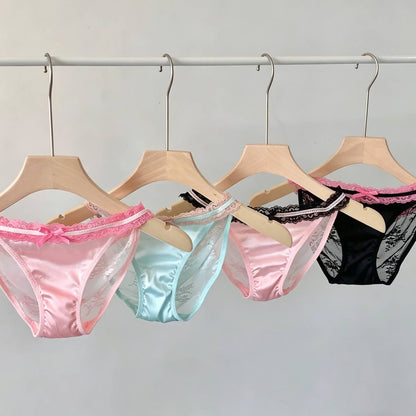 QS Dopamine Contrast Satin Lace Trim Briefs