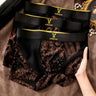 QS Retro Leopard Print Mesh Patchwork Sports Boxer Briefs
