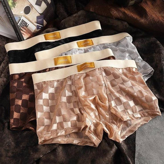 QS Mesh Checkered Breathable Boxer Briefs