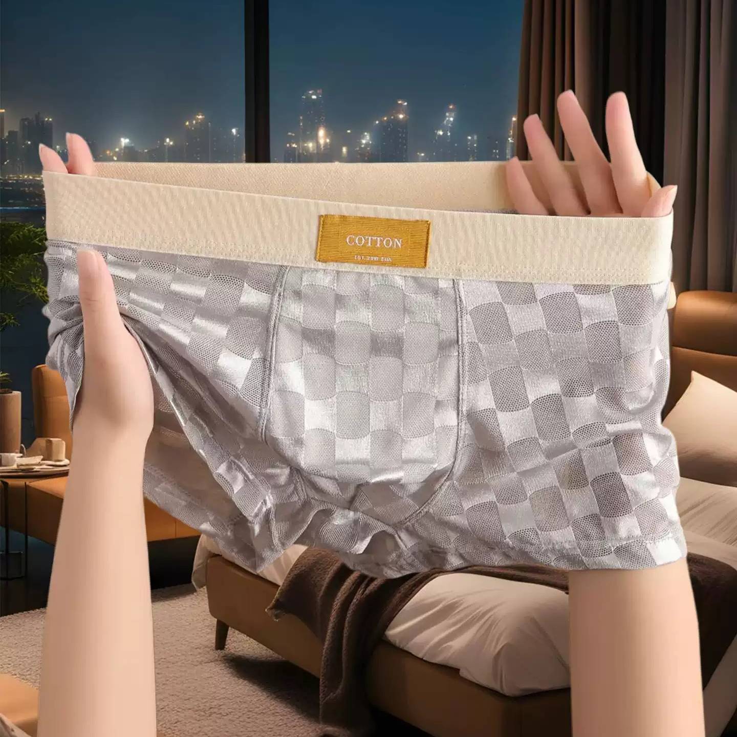 QS Mesh Checkered Breathable Boxer Briefs