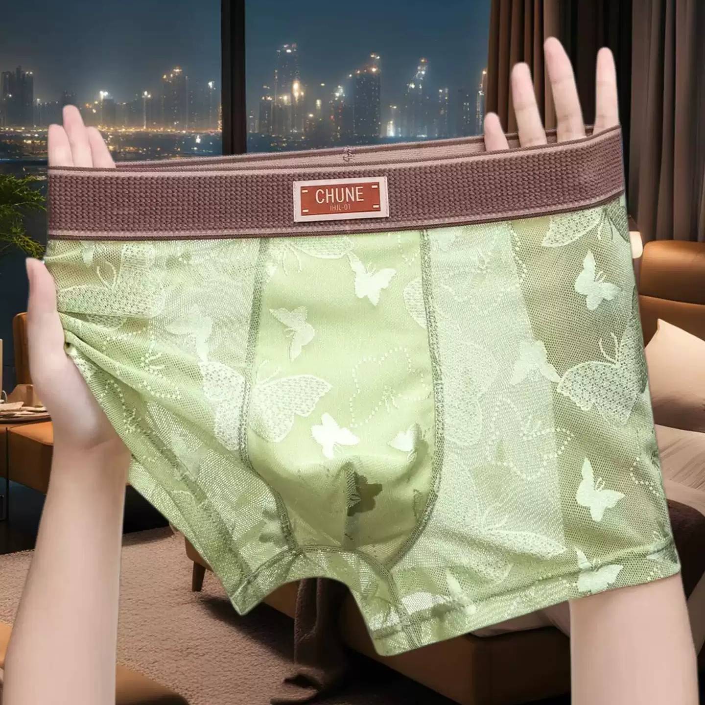 QS Butterfly Print Breathable Boxer Briefs
