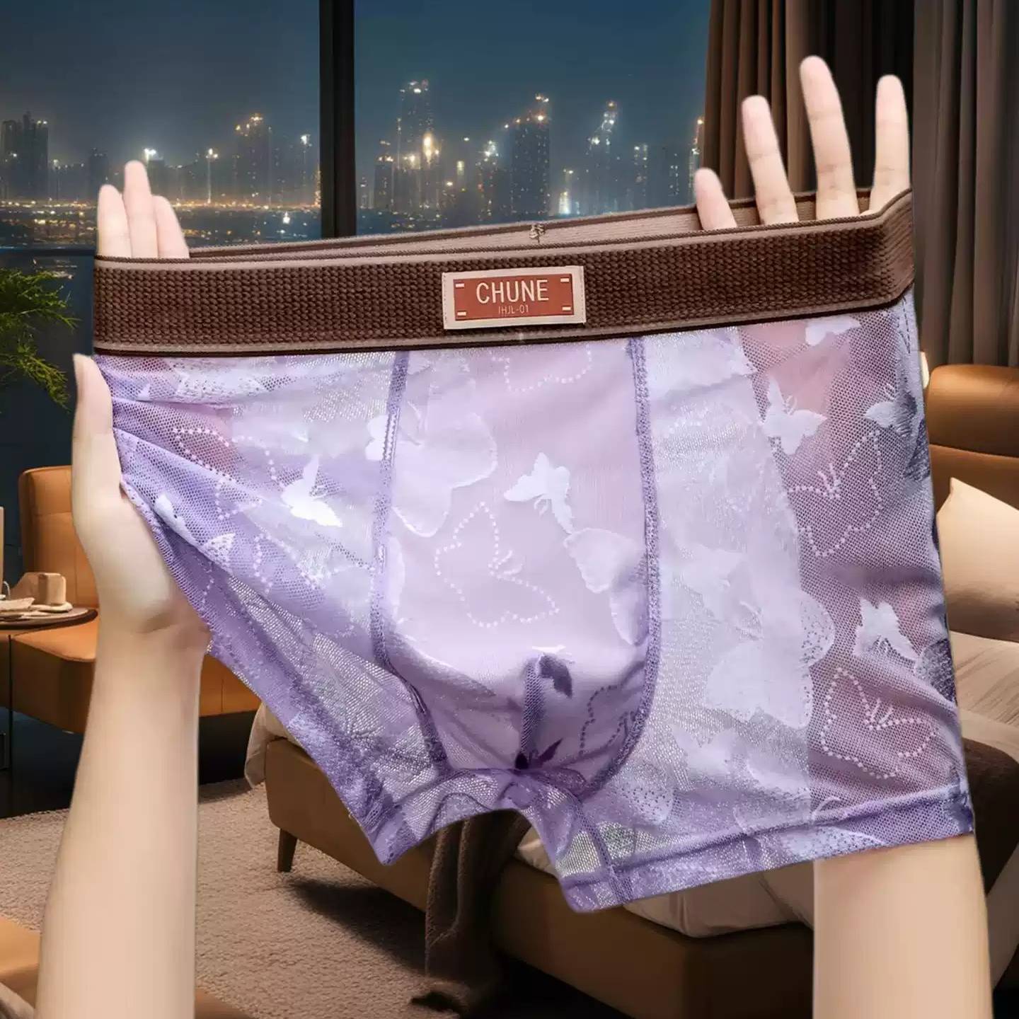 QS Butterfly Print Breathable Boxer Briefs