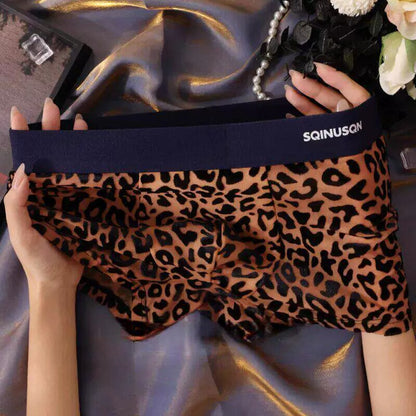 QS Sexy Leopard Print Mesh Breathable Boxer Briefs