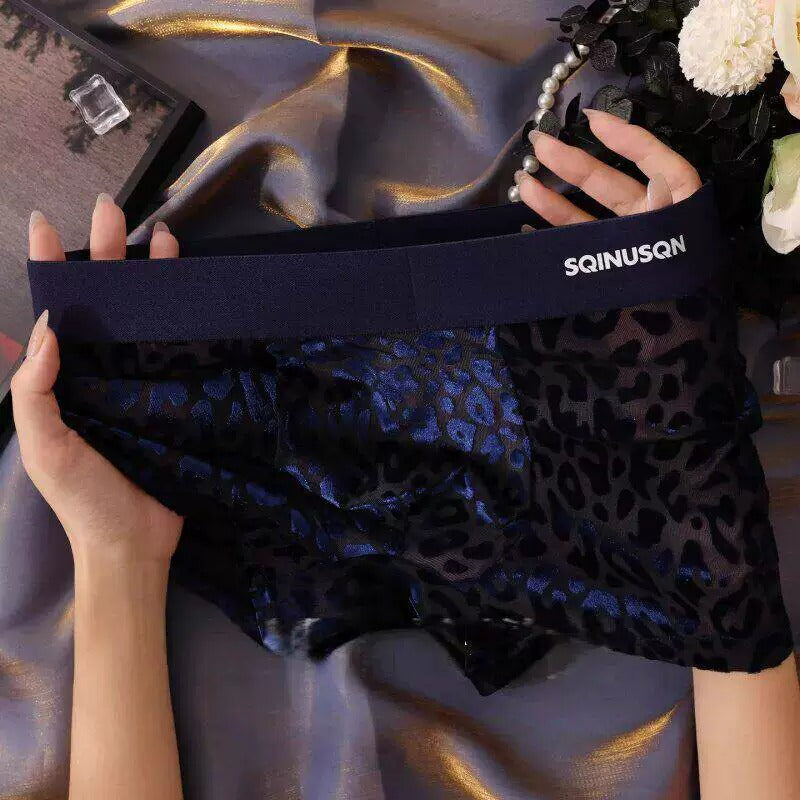 QS Sexy Leopard Print Mesh Breathable Boxer Briefs